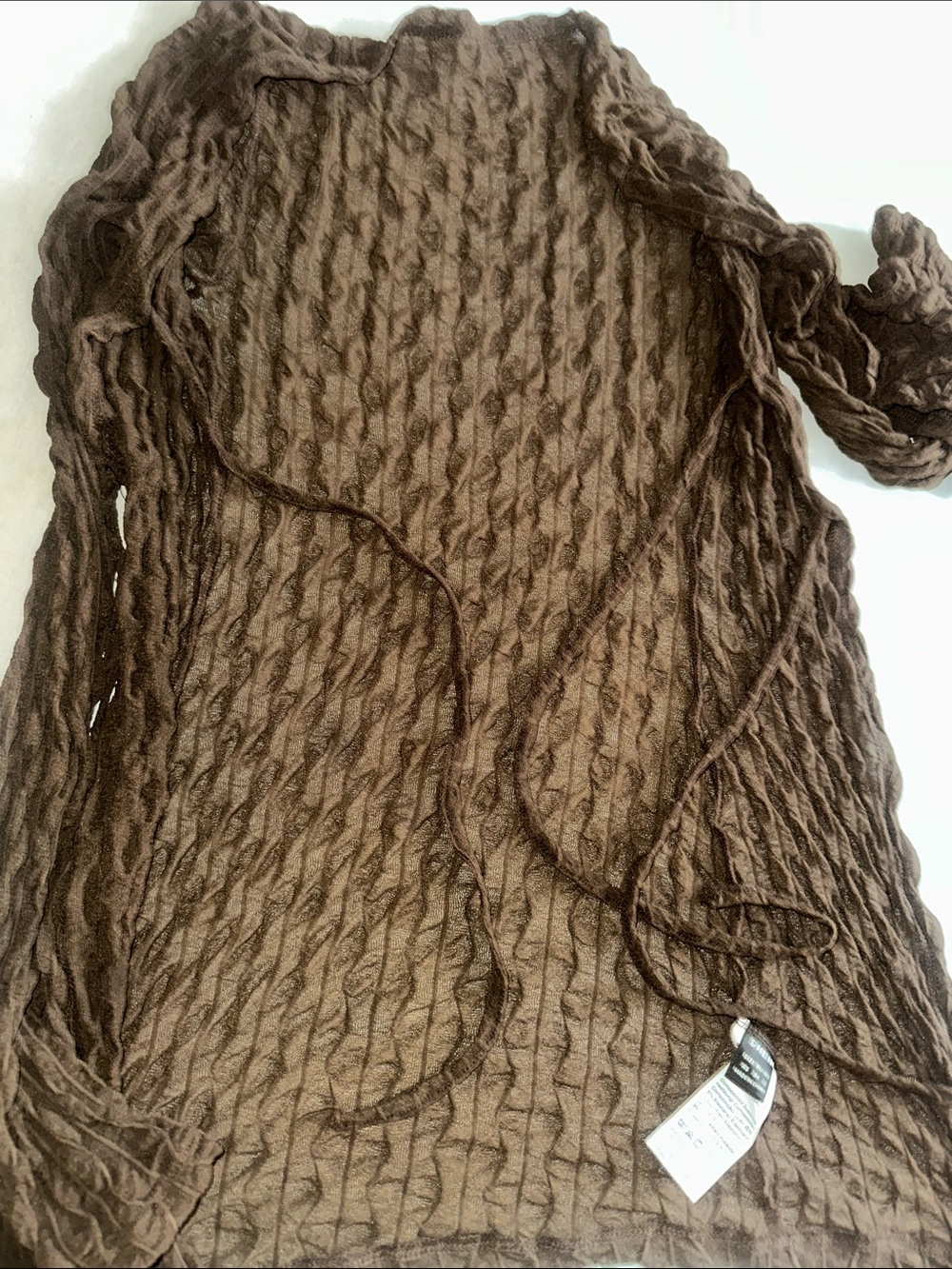 Womens Size XS SHEIN Lightweight Brown Open-Knit Cardigan